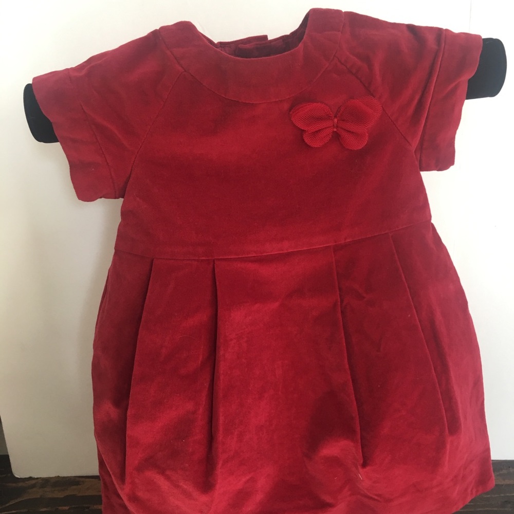 Red Zara party dress with butterfly accent